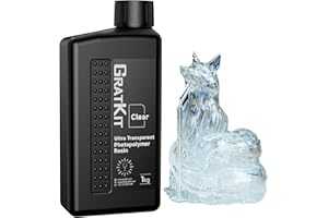 GratKit Resina per stampante 3D ultra trasparente, non ingiallente, resina fotopolimerica rigida ad alta trasparenza 405 nm per stampa 3D LCD DLP 1000 g