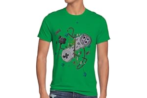 style3 16-Bit Controller T-Shirt da Uomo Snes Mario Super Kart 8-Bit Yoshi