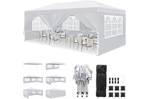 Leadyeah Gazebo 3x6m with 4 Sidewalls and 2 Doors, Heavy Duty Commercial Pop up Gazebo, UPF50+ Protection, 100% Waterproof, Wheeled bag, Ideal for Patio Parties Garage & Outdoor Event White