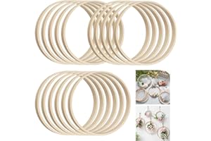 MIYUANGKJ 16 Stk Bambus Floral Hoop 10cm Holzringe Zum Basteln Traumfänger Ringe Holz Blumenkranz für DIY Valentinstag Jahrestag Hochzeitskranz Deko Wandbehang