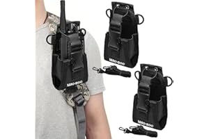 DECARETA Radio Holder,Walkie Talkie Holder,2 Pack Pouch Case Holder,Nylon Belt Case Bag with 2 Adjustable Shoulder Strap,Two Way Radio Holder Holster Case for Police,Fireman,Security Officer(Black)