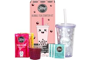THE *TEASHED THE TEASHED Boba Starter Kit - Reusable Cup & Straw, Syrups, Tea & popping Boba, Vegan, 3 servings