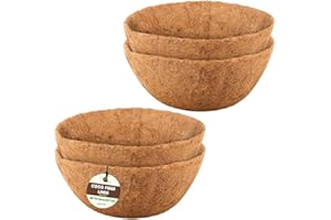ApexTide Coco Liner Hanging Basket Liners 4PCS, 35 * 17.5CM/14 * 7in Natural Round Coconut Fiber Replacement Liners for Flowers, Vegetables Indoor Outdoor Garden Flower Pots Cupped Shaped