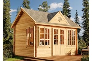 Alpholz Carolina 28 Garden Summer House with 5 Windows - Log House Construction Kit - Winterproof Garden Shed - Block Plank Cabin, natural