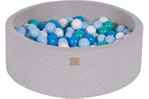 MEOWBABY Piscine À Balles 90X30cm/200 Balles ∅ 7Cm pour Bébé Enfant Bambin Jouets pour Les Tout-Petits Fabriqué de Jouet Rond Mousse Fabriqué en UE Gris Clair: Blanc/Bleu/Turquoise/Bleu Bébé