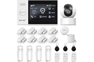 LWOHSI Sistema de Alarma de Seguridad para el hogar con cámara, Pantalla táctil inalámbrica de 12,9 cm (4.3"), Compatible con Alexa y Google Home y Apartamentos.