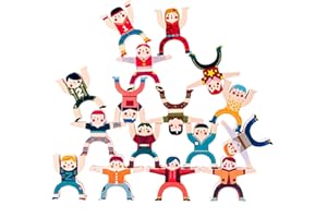 Sipobuy Juegos De Equilibrio De Apilamiento De Bloques De Madera, Juguetes Educativos para Niños Pequeños En Edad Preescolar para 3 4 5 6 Años Niños Niñas (16 Piezas de Hercules)