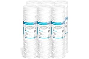 Membrane Solutions 10" Sediment Wasserfilter, Wickel Kartusche für Umkehrosmose, Wasserspeiseleitung & Partikelfiltration, Ersatzkartusche für universelles 25,4 cm RO-System - 5 Micron, 6 Stück