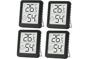 PAIRIER Igrometro Termometro Digitale Interno Termometro Monitor di Temperatura e umidità per Interni Casa Magazzini Ufficio Bambino Serra Cantina (Nero)