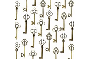 LolliBeads (TM Antiqued Assorted Skeleton Key Charm Set Necklace Pendant, Victorian Filigree Heart Royal Key Steampunk Projects