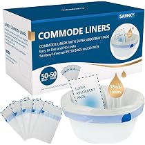 Samamoca 40 Pack Commode Liners With Absorbent Pads - Leak-Proof Disposable Bed Pan Bags For Commode Chair, Camping & Care