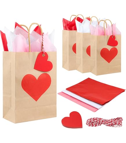 10 Pezzi/set Sacchetti Regalo Per San Valentino, Sacchetti Per Caramelle E Feste Con Manici, Rossi, A Forma Di Cuore, Amore, Fornure Per Feste Di Matrimonio E San Valentino, Sacchetti Di Carta Per