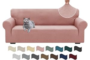 Ystyle Copridivano 3 Posti Con Braccioli, Super Elasticizzato Copri Divano, Copridivano Antigraffio Gatto, Copridivani Antiscivolo Antimacchia, Universale Sofa Cover Moderno, Rosa Grigio