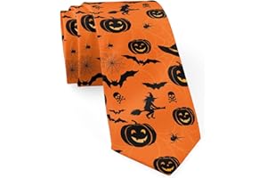 Gaakvrr Halloween Tie for Men, Funny Men's Tie Holiday Season Party Gifts Pumpkins/Bats/Ghost Neckties for Halloween, Holiday Festival Ties for Men