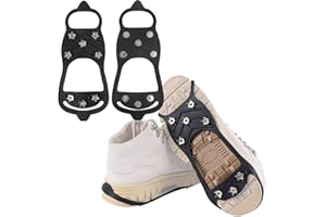 Giggleye Anti-Rutsch Schuhspikes, Grödel Steigeisen für Bergschuhe mit 8 Zähne, Spikes für Schuhe, Schuhkrallen, Antirutsch Spikes für Wandern, Schnee, EIS, Winter Outdoor, Trekking(Größe 40-47)