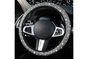 HOME-X Steering Wheel Covers with Sparkly Crystal Diamond, 38 cm/15 inch Universal Fit Steering Wheel Cover with Bling Rhinestones, Anti-skid Car Steering Wheel Protector Accessories for Women Men Girls Boys