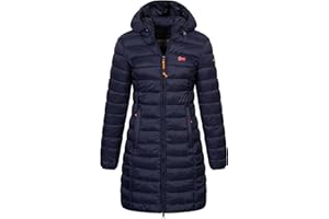 Geographical Norway Damen Winter Jacke Steppjacke Parka Lange Kapuzenjacke Steppmantel Outdoor abnehmbare Kapuze