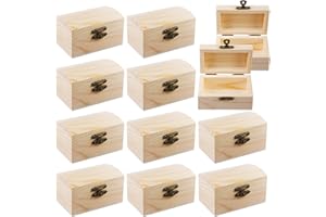 SUNOYA Scatola in Legno Con Coperchio - Scrigno Del Tesoro Per Riporre e Decorazione, Regalo, Pittura e Fai Da Te (9 x 5.5 x 5 cm)