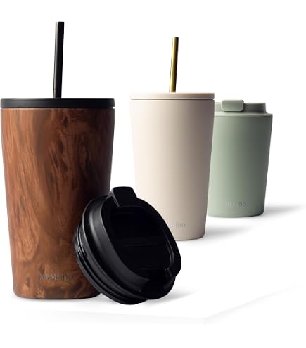 Simple Modern Verre Thermique avec Paille et Couvercle| Tasse à Café, Bouteille d'Eau Réutilisable en Acier Inoxydable | Cadeaux pour Femmes et Hommes | Classic Collection | 830ml | Blush