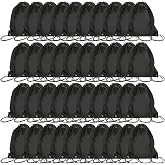 DAJAVE 40pcs Black Drawstring Sports Bags PE Bag Gym Bag Swimming Bag Waterproof Drawstring Backpack for Sports School Gym Tr