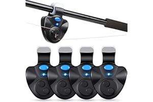 Alfaview Alarmes de Pêche pour Canne à Pêche, Capteur Électronique avec Indicateur LED pour la Pêche Nocturne, Pêche, Pêche D'Auture, Pêche Débutan