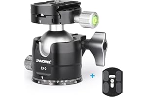 Niskoprofilowa głowica kulowa statywu-INNOREL 360 ° Panoramiczny CNC metalowy statyw do aparatu z uniwersalną płytą szybkiego uwalniania 1/4 "Arca Swiss do statywów, monopodów, lustrzanek cyfrowych, kamery, maks. obciążenie 20 kg (E40)