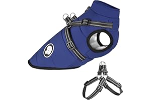 OSSXIXO Hundejacke mit Geschirr, Wasserdichter Warmer Hund Wintermantel für Kleine Mittel GroÃŸe Hunde, Hundemantel für Labrador Chihuahua Französische Bulldogge