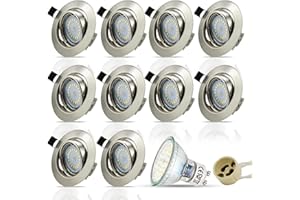 HiBay 10x Faretti LED da Incasso per Cartongesso Orientabile GU10 Bianco Neutro 5W 450LM Diametro Foro 68-80mm 220V Faretti Led Soffitto Acciaio Inox con Lampadine GU10 per Cucina Interno