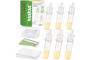 haakaa Silicone Colostrum Collector Kit, Breast Milk Collector with Cotton Cleaning Wipe, Label Stickers and Storage Case, Ready-to-Use, Reusable Storage Solution for New Moms, 4ml/6pcs
