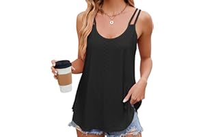 Letni damski podkoszulek spaghetti z haftem z oczkami na ramiączkach damski bez rękawów okrągły dekolt tank top tank topy dla kobiet