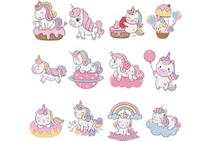 MLLTECH 5D Kit de Pintura Diamond Painting para Niños, Dibujos Animados Unicornios Animales pintura de diamantes Stickers Kit, Mosaicos Dibujo de Diamantes Pegatinas para Niños y Adultos Principiantes