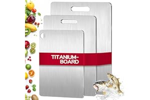 LIROPAU Tytanowa deska do krojenia, wielofunkcyjna, dwustronna, czysta, rozmiary: 39 x 28 cm, 34 x 23 cm, 29 x 20 cm, kolor: srebro