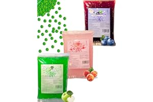 ‎PANDA MEISTER Bubble Tea Popping Boba Mix - 3 x 600g Pfirsich+Grünapfel+Heidelbeer Boba Fruchtperlen - Glutenfrei Boba Perlen - Selber Machen Bubble Tee Topping für DIY