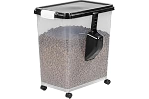 Taylor & Brown 40 Litre Airtight Pet Food Storage Container With Plastic Measuring Scoop Treats For Pet Dog Cat Animal Dry Food Dispenser With Casters, Black