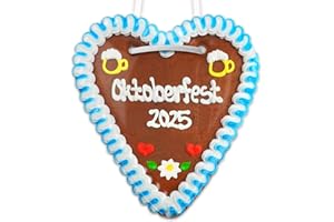 ‎LEBKUCHENWELT Lebkuchenherz Oktoberfest 2025 ca.18cm - Lebkuchenherzen wie von der Wiesn, Volksfest und Jahrmarkt Herz LEBKUCHENWELT
