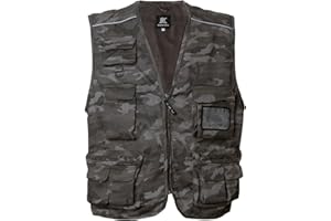 SIRY WORK Gilet senza maniche uomo multitasche, in cotone e poliestere, pesca, logistica, con tasca portabadge a scomparsa e profili rifrangenti, JRC Art. New Safari