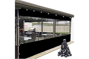 WZYJLyds Transparent Waterproof Curtains for Outdoor Gazebo, Pergola Side Panel Cover with Eyelets, for Patio, Garden, Storeroom Curtain (Color : Transparent+Black, Size : 5x2m)