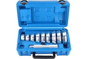 BOOMSTART Kit de Presse à Roulements – Coffret de 10 Pièces, Outil de Montage de Bagues et Joints avec Poignée Moletée & 9 Adaptateurs Bifaces – Kit d’Installation de Roulements pour Roues et Joints