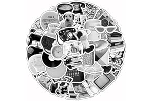 FRESHOER 60St.Schwarz Weiß Vintage Sticker Set,Graffiti Wasserfeste Aufkleber Deko für Scrapbooking Skateboard Laptop Handy Koffer Helm Motorrad