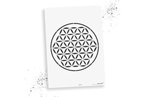LaserCad Pochoir fleur de vie (M22, fleur de vie, format A6) pour graffiti, aérographe, art, décoration, peinture