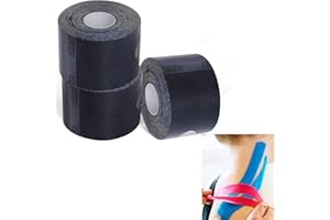 GTAGKOMMEN 3X Kinesio tape（Black）, 5m x 5cm kinesio tape ogni volume, Nastro kinesiologico impermeabile ed elastico, Nastro kinesiologico, Ideale per il ginocchio, articolazioni, supporto muscolare.