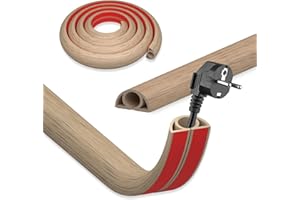 DIKARIYA Canaleta Cables Suelo Madera, 2.5CMx1M Canaletas para Cables, PVC Pasacables Suelo, Protector de Cables para Suelo, Salva Cables Suelo Autoadhesiva para Hogar, Oficina, Escuela, Almacén