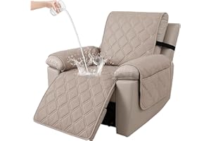 Ystyle Copripoltrona 1 Posto Relax Reclinabile, 100% Impermeabile Copri Poltrona con Braccioli, Copripoltrone con Fascia Elastica, Copridivano Reclinabile, caffè Chiaro