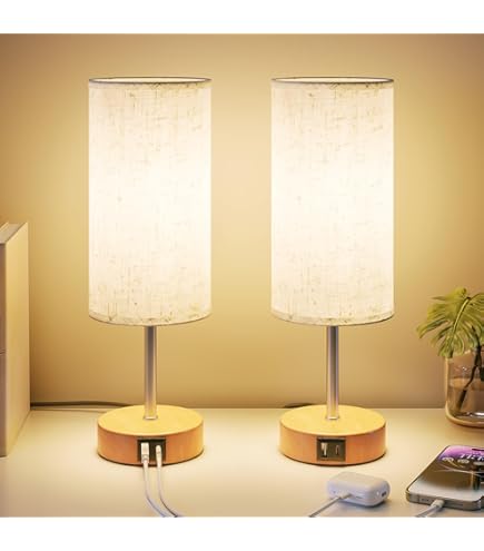 Touch Bedside Lamp, Table Lamp with Touch Dimmer with Memory Function, USB Port, 3 Colour Temperatures and Infinite Brightness, Suitable for Bedroom
