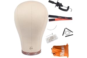 Xtrend 22 Inch Cork Canvas Head DIY Head Weft/Hair Extension/Lace Wig Styling Mannequin Head Cork Canvas Block Head for Making Wigs Wig Head with Wig Stand