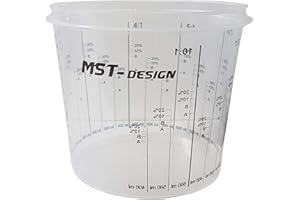 ‎MST-DESIGN MST-DESIGN Lackmischbecher, 100 Stück mit 1400ml I Robuste Einweg-Messbecher mit Mischskala I Mischbecher zum Anrühren von Lacken, Füller, Lasuren etc. I Anrührbecher I Hochwertiges Lackierzubehör