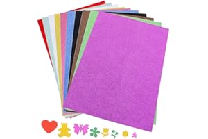 NewZC 10 hojas de papel adhesivo A4 con purpurina, 10 colores, 30 x 21 cm, papel para manualidades, papel decorativo autoadhesivo, cartón para manualidades, álbumes de recortes, colores variados