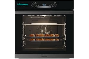 Hisense O65226ABS, Forno Elettrico da Incasso, Multifunzione Termoventilato con Vapore, Capienza XXL 77L, Pulizia AcquaClean, 13 Funzioni di Cottura Pizza 300°C e AirFry, Nero