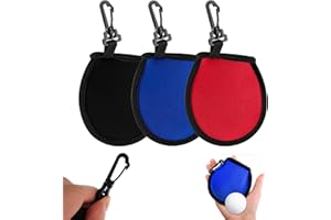 FVIZAL 3 Pcs Golf Ball Cleaner Pouch with Carabiner, Golf Accessories Golf Ball Washer Pocket Dry-Clean Pocket, Dry Clean Golf Ball Pocket for Golf Balls Accesorries, Golf Ball Gifts for Men Ladies
