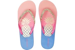 Ataiwee Girls' Flip Flops - Little & Big Kids, Comfortable Slip-On, Colorful Printed Beach Poolside Sandals.